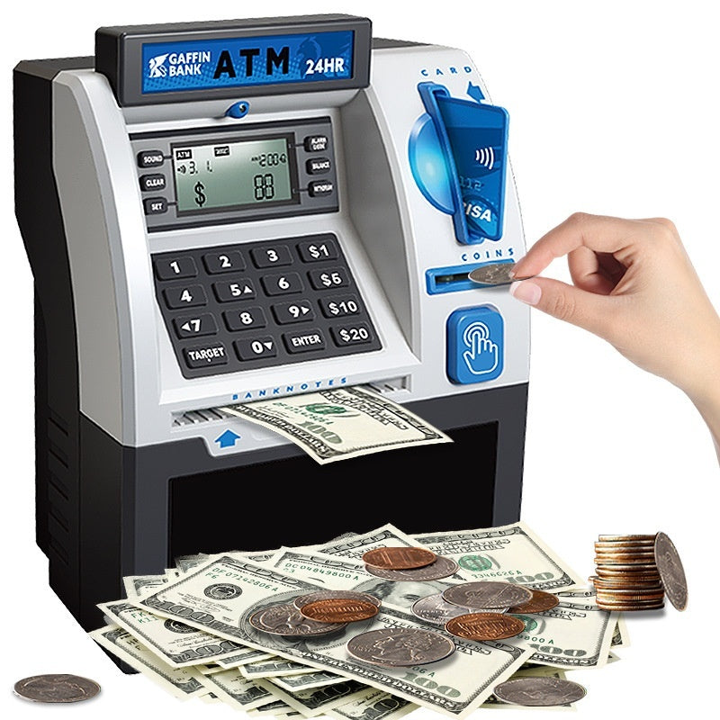 Automatic Cash Machine Coin Bank Smart Password Card Children Saving Box