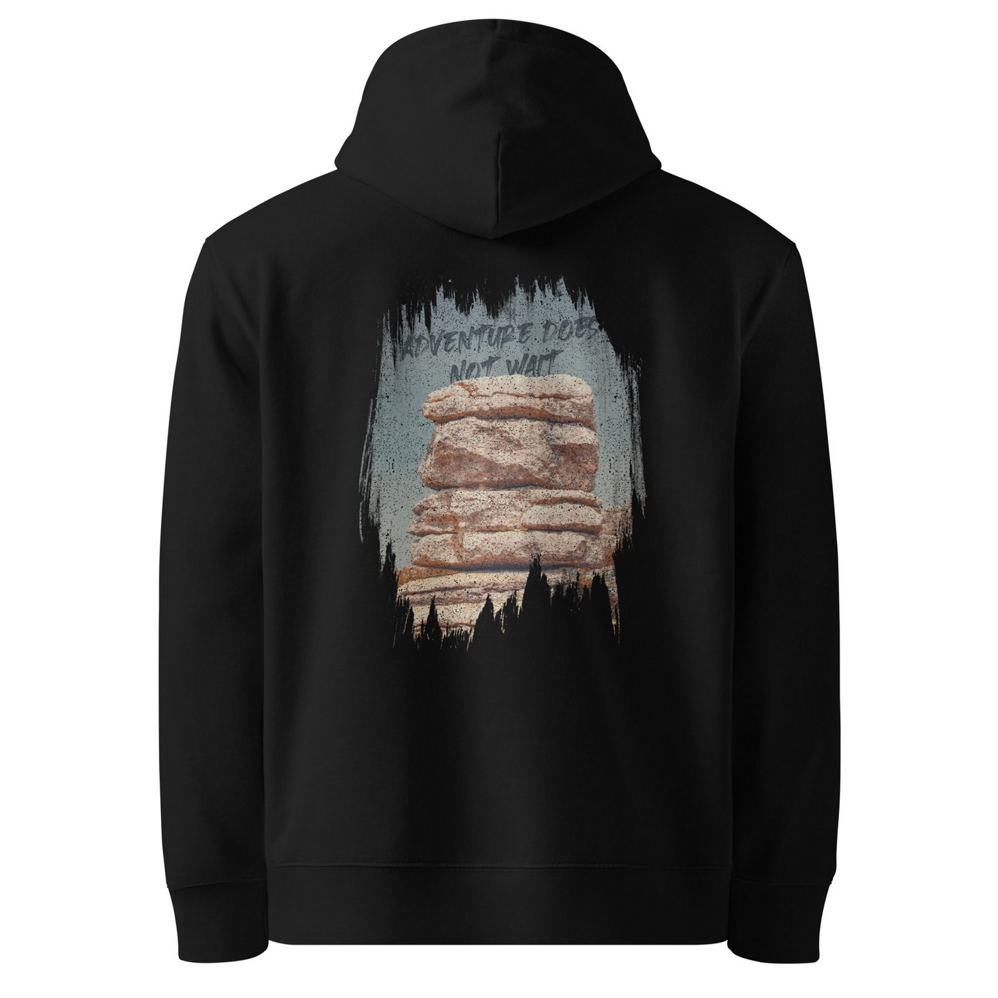 Adventure Rock Formation Organic Cotton Hoodie – Unisex Nature Design | GOTS Certified Eco-Friendly